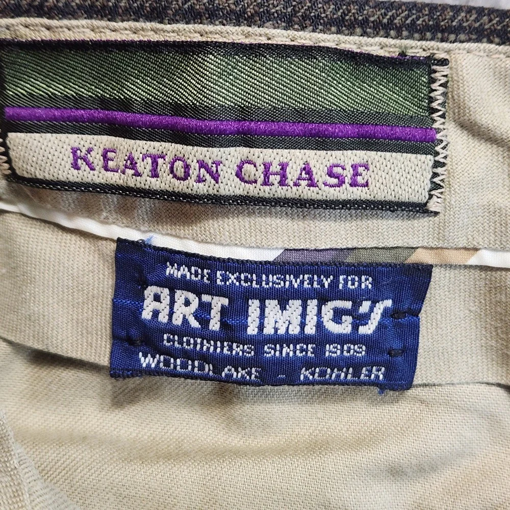Keaton Chase‎ Grid Cuffed Trouser Pants Men's (Fits 36x29) Retro Business Casual
